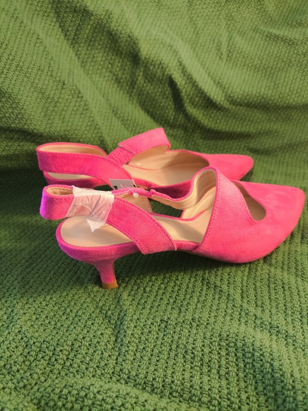 NWT Hot Pink Suede Kitten Heels — Pointed Toe, Asymmetric Strap